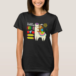 Kids Hello Pre K Sloth Riding Llama Back To School T-Shirt
