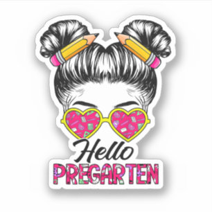 Kids Hello Pregarten Messy Bun Girls Back To Schoo