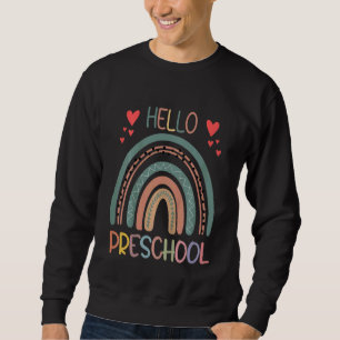 Kids Hello Preschool Rainbow Teachers Kids Back To Sweatshirt