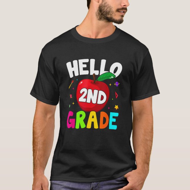 Kids Hello Second Grade 2nd Grade Back To School B T-Shirt (Front)