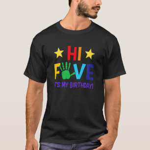 Kids Hi 5 It's My Birthday Five Years Old Handprin T-Shirt