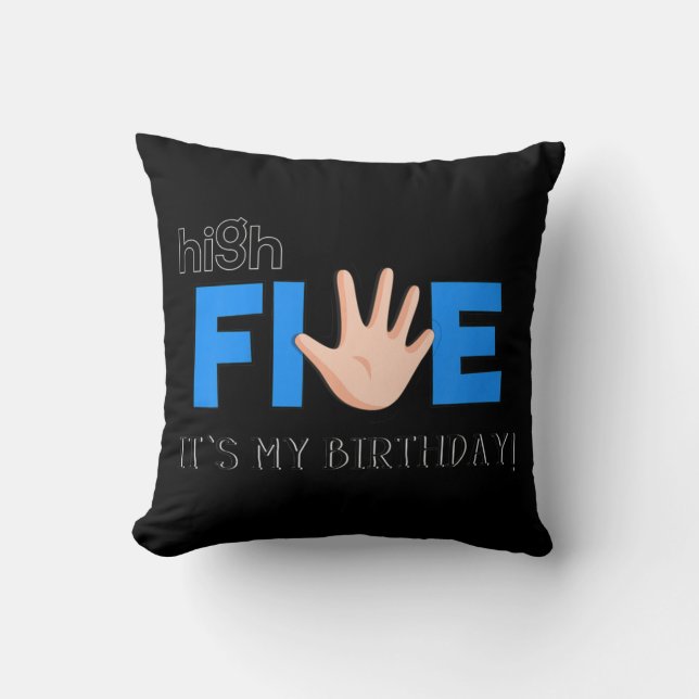 Kids High Five - Cool 5 Year Old Kids Birthday Gif Cushion (Front)