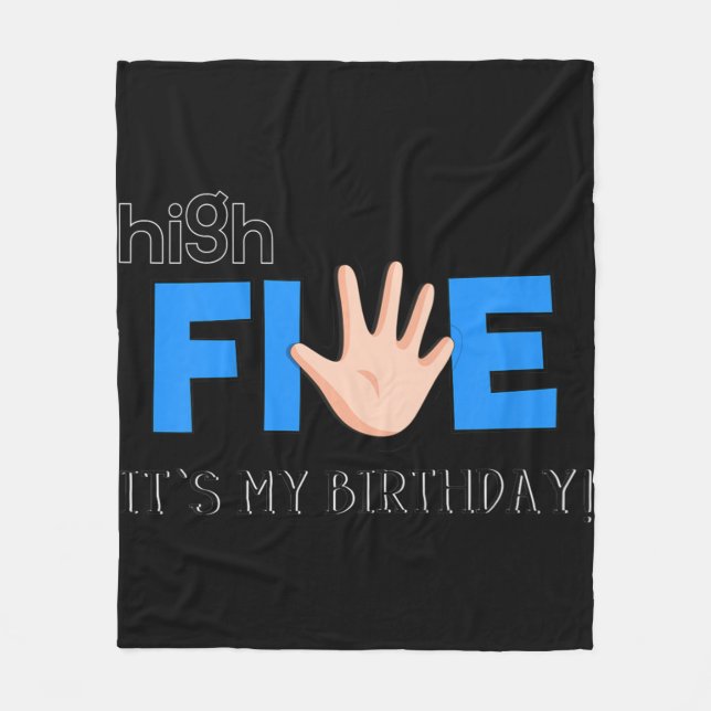 Kids High Five - Cool 5 Year Old Kids Birthday Gif Fleece Blanket (Front)