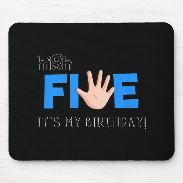 Kids High Five - Cool 5 Year Old Kids Birthday Gif Mouse Pad (Front)