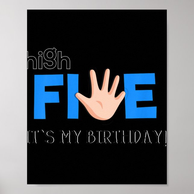 Kids High Five - Cool 5 Year Old Kids Birthday Gif Poster (Front)