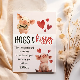 Kids Hogs & Kisses   Birthday Thank You Cards