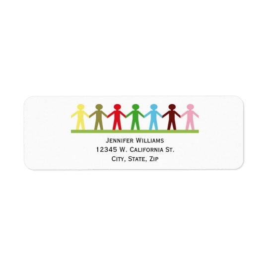 Kids Holding Hands Colourful Children United Return Address Label