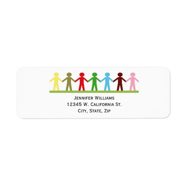 Kids Holding Hands Colourful Children United Return Address Label (Front)