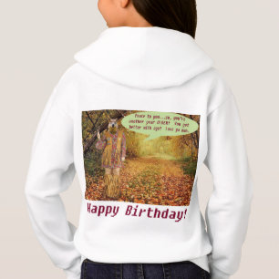 kids hoodie.  Happy Birthday.  hippie/quokka