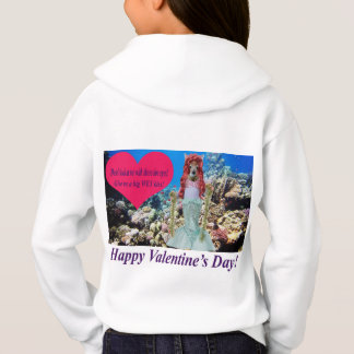 kids hoodie.  Happy Valentine's day.  doe/mermaid