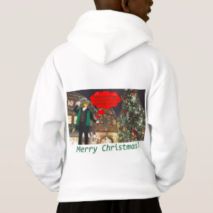 kids hoodie. Merry Christmas. bullfrog/caroler