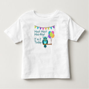 Kids Hoot Hoot Hoo-Ray I'm 2 Today Owl T-Shirt