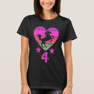Kids Horse Birthday 4 Year Old Boy Girl Fourth 4th T-Shirt