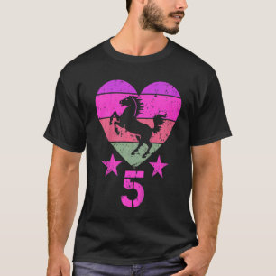 Kids Horse Birthday 5 Year Old Boy Girl Fifth 5th T-Shirt