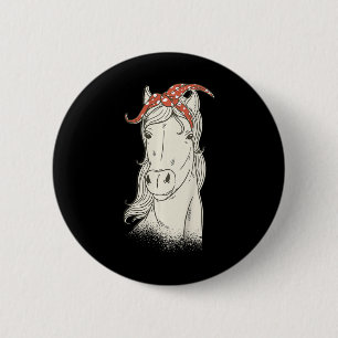 Kids Horse With Bandanna - Cute Horseback Riding H 6 Cm Round Badge
