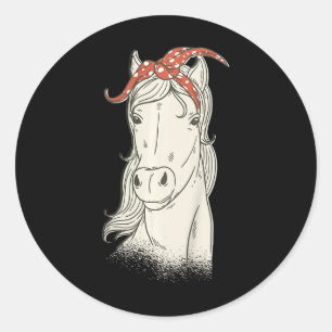 Kids Horse With Bandanna - Cute Horseback Riding H Classic Round Sticker