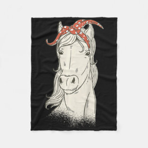 Kids Horse With Bandanna - Cute Horseback Riding H Fleece Blanket