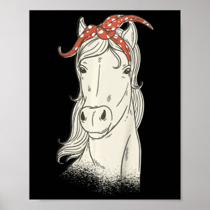 Kids Horse With Bandanna - Cute Horseback Riding H Poster