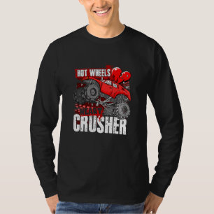 Kids Hot Wheel Valentines Day Hearts Crusher Monst T-Shirt