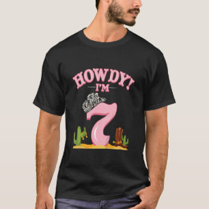 Kids Howdy Cowgirl 7th Birthday Western Country So T-Shirt