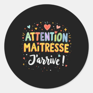 Kids Humour Child Back To School Attention Teacher Classic Round Sticker