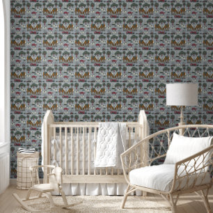 Kids Hunt Club Folkart hand drawn doodle hound dog Wallpaper