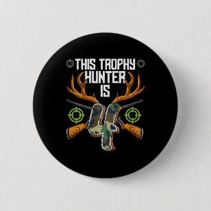 Kids Hunter Hunting 4th Birthday 6 Cm Round Badge