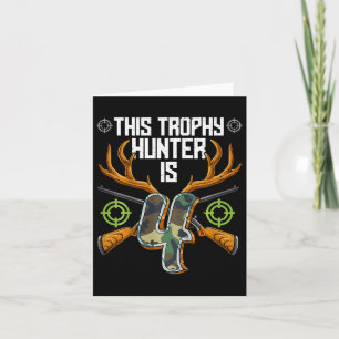 Kids Hunter Hunting 4th Birthday  Card