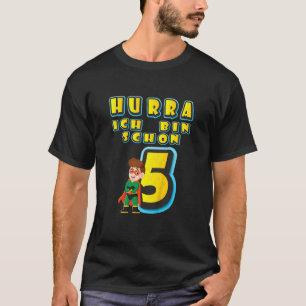 Kids Hurra I'm Already 5th Birthday Boy Superhero T-Shirt