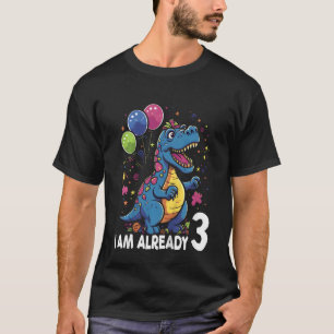 Kids I Am 3 Years Old Dinosaur 3rd Birthday Boy T-Shirt