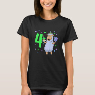 Kids I am 4 with sheep  girl birthday 4 years old T-Shirt