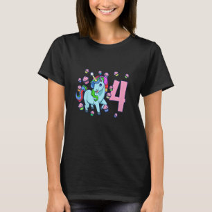 Kids I am 4 with unicorn  girl birthday 4 years ol T-Shirt
