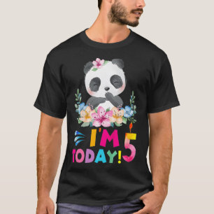Kids I Am 5 Today Panda Birthday Party Outfit Pand T-Shirt