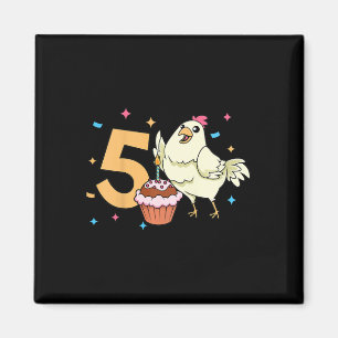 Kids I Am 5 With Chicken - Kids Birthday 5 Years O Magnet