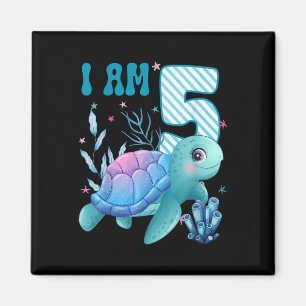 Kids I Am 5 Years Old 5th Birthday Sea Turtles Boy Magnet