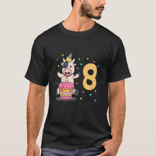 Kids I am 8 with cow kids birthday 8 years old T-Shirt