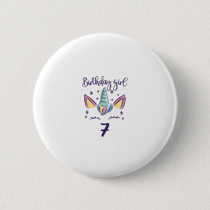 Kids I am already 7 years unicorn birthday girl T- 6 Cm Round Badge
