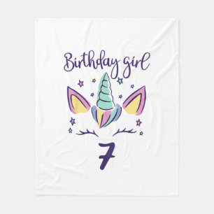 Kids I am already 7 years unicorn birthday girl T- Fleece Blanket
