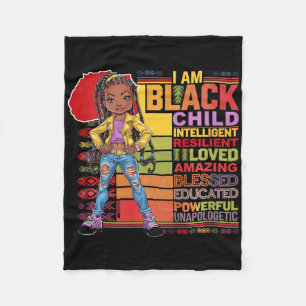 Kids I Am Black Child History Month African Americ Fleece Blanket