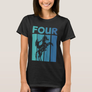 Kids I am now 4 years fourth birthday horse rider T-Shirt