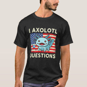 Kids I Axolotl Questions American Flag Salamander T-Shirt