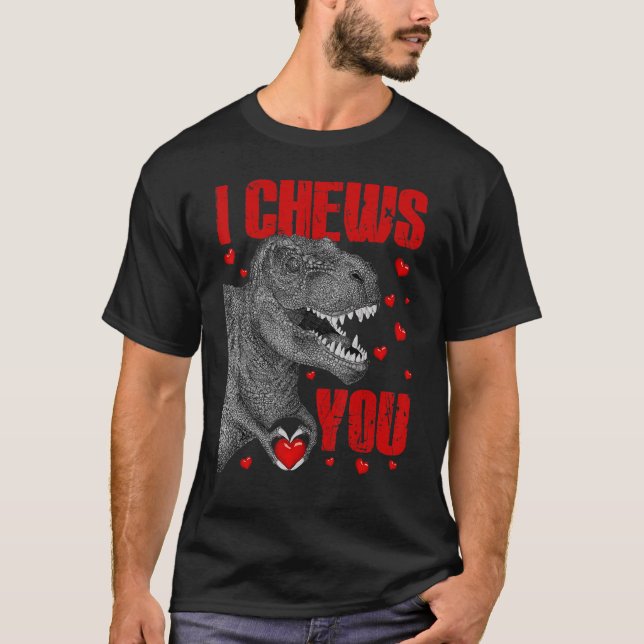 Kids I Chews You Dinosaur rex Valentines Day Son T T-Shirt (Front)
