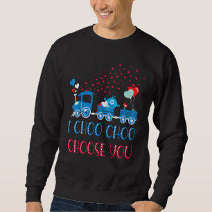 Kids I Choo Choose You Valentines Day Train Blue B Sweatshirt