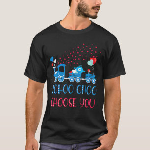 Kids I Choo Choose You Valentines Day Train Blue B T-Shirt