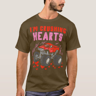 Kids I Crush Hearts Monster Truck Toddler Boy Vale T-Shirt