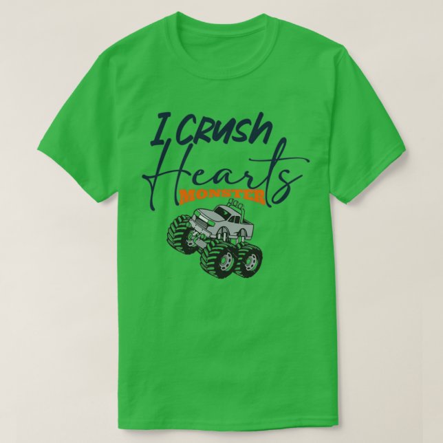 Kids I Crush Hearts Monster Truck Toddler Boys 2 T-Shirt (Design Front)