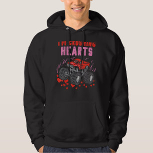 Kids I Crush Hearts Monster Truck Toddler Boys Val Hoodie