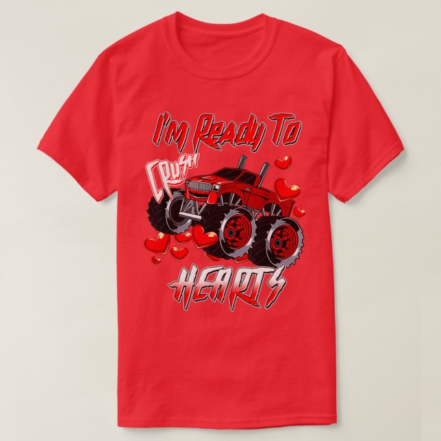 Kids i crush hearts monster truck toddler boys val T-Shirt (Design Front)