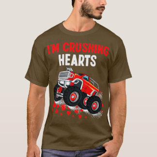 Kids i crush hearts monster truck toddler boys val T-Shirt