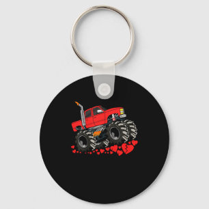 Kids I Crush Hearts Valentines Day Monster Truck B Key Ring